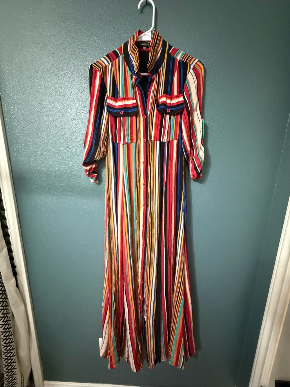 Sugarlips Multistripe Button-Front Maxi Dress